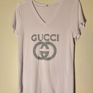Gucci white sequin graphic tee